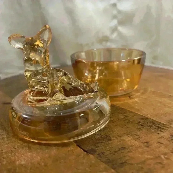 Vintage Jeannette Glass Company Marigold Scottish Terrier Dog  Powder Jar - Picture 7 of 7